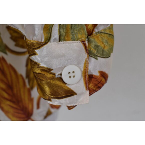 Vintage 80s Fall Leaves Polyester Button up Blouse by‎ Notations Petite | size 8 - Picture 9 of 10